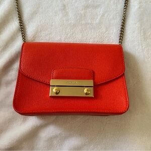 Furla Orange Saffiano Leather Baby Julia Shoulder/Cross body Bag
